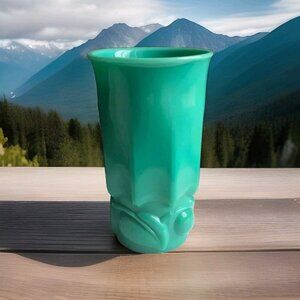Vintage Fenton Art Glass For Tiara Teal Green Desert Blossom Leaf Art Deco HEAVY